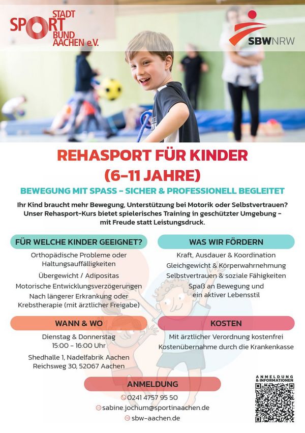Flyer Rehasport für Kinder | (c) Stadtsportbund Aachen e.V.